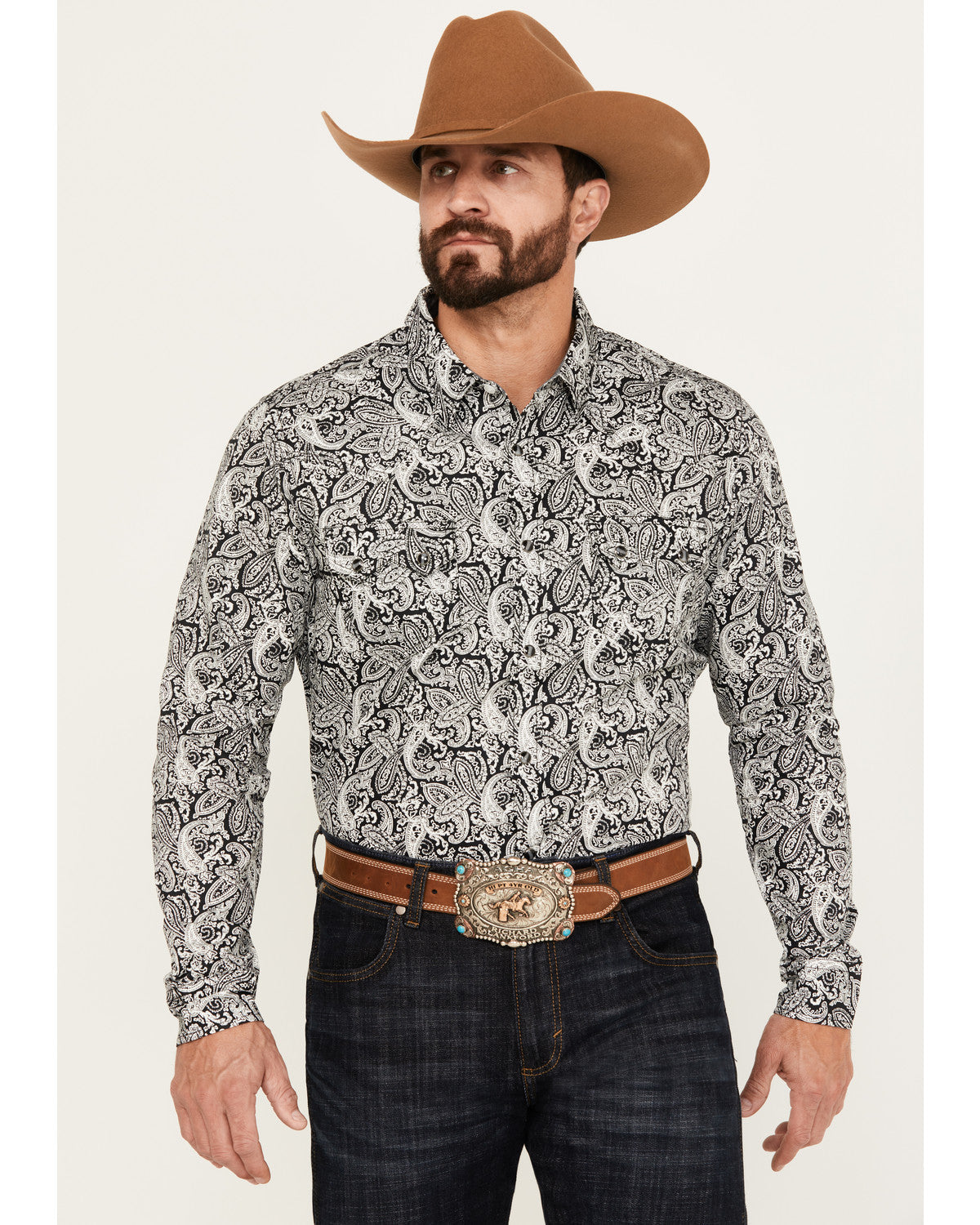 Men's Mamba Paisley Print Long Sleeve Western Snap Shirt -
