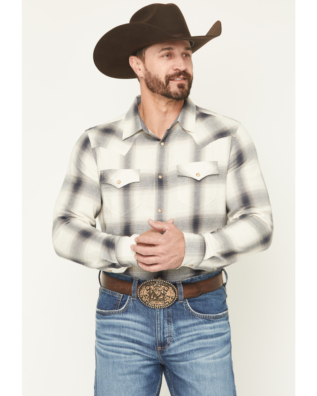 Men's Ruddiman Plaid Print Long Sleeve Snap Western Shirt -