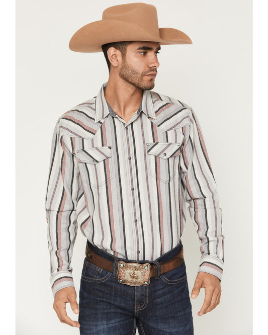 Men's Saddle Ridge Striped Print Long Sleeve Snap Western S