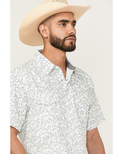 Rodeo Drive Floral Print Short Sleeve Snap Western Shirt -