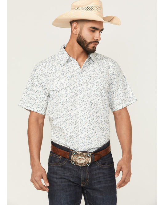 Rodeo Drive Floral Print Short Sleeve Snap Western Shirt