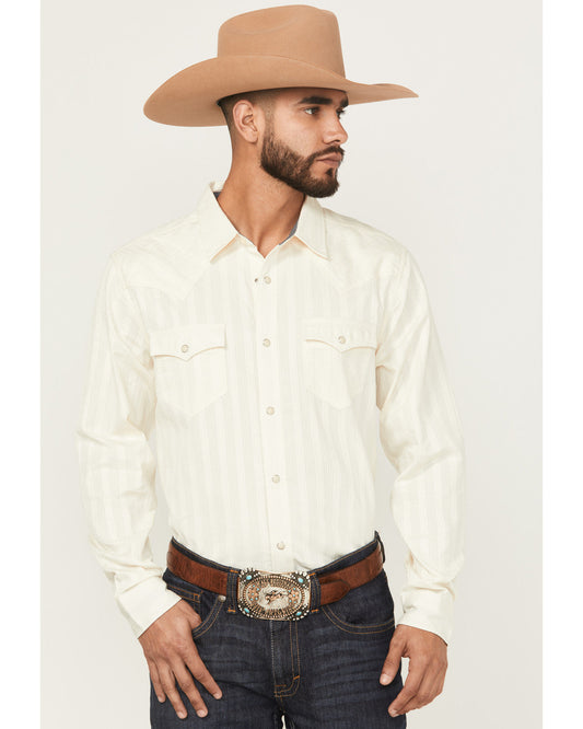 Men's Rustic Range Tonal Striped Long Sleeve Snap Western S