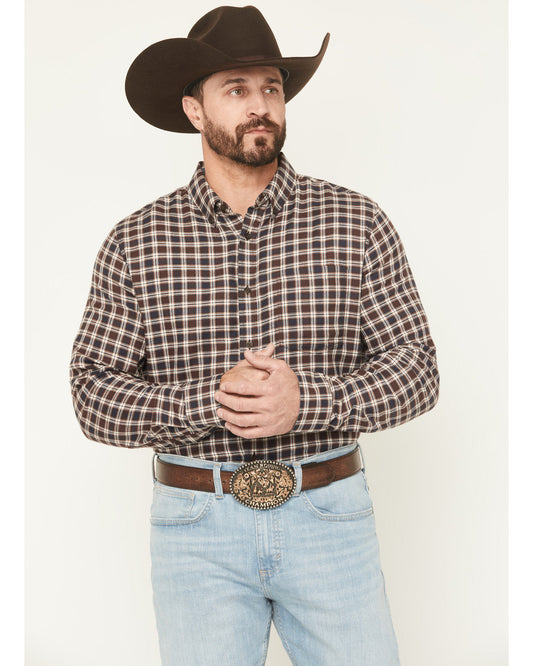 Men's Rodeo Ridge Plaid Print Long Sleeve Button-Down Stret