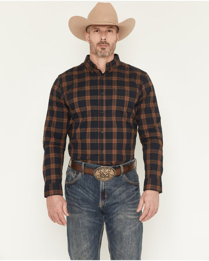 Men's Rodeo Frontier Plaid Print Long Sleeve Button-Down St