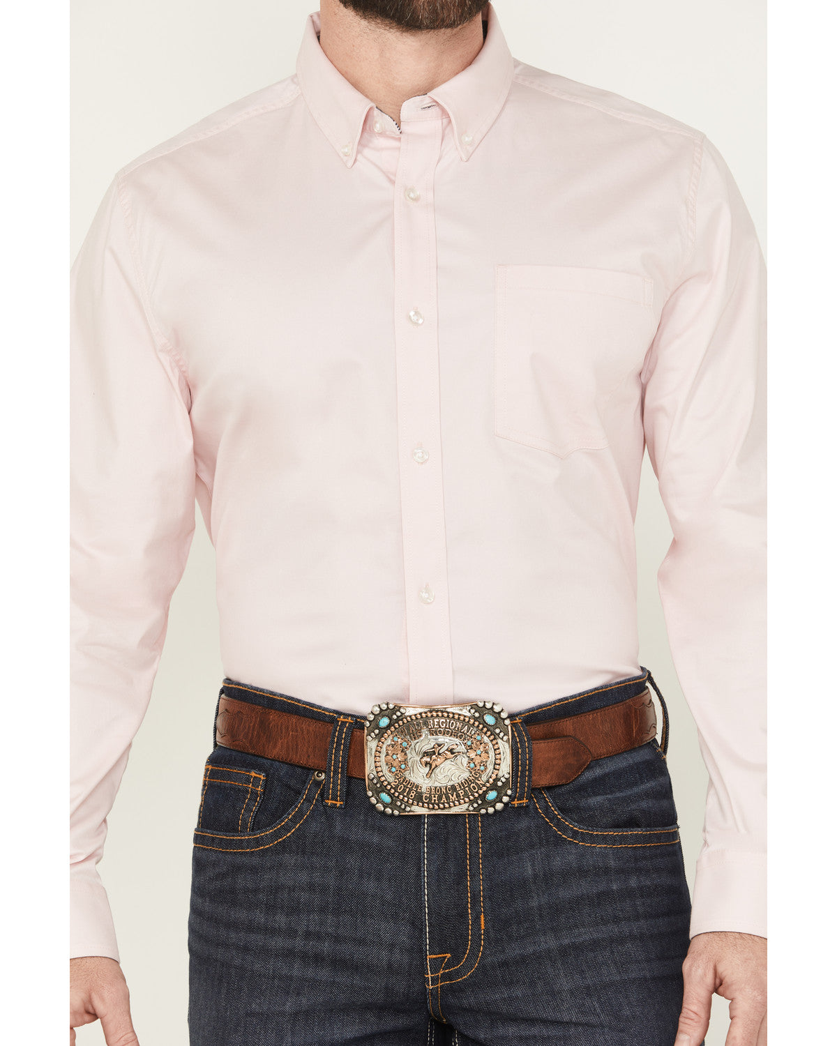 Men's Performance Twill Solid Long Sleeve Button-Down Stret