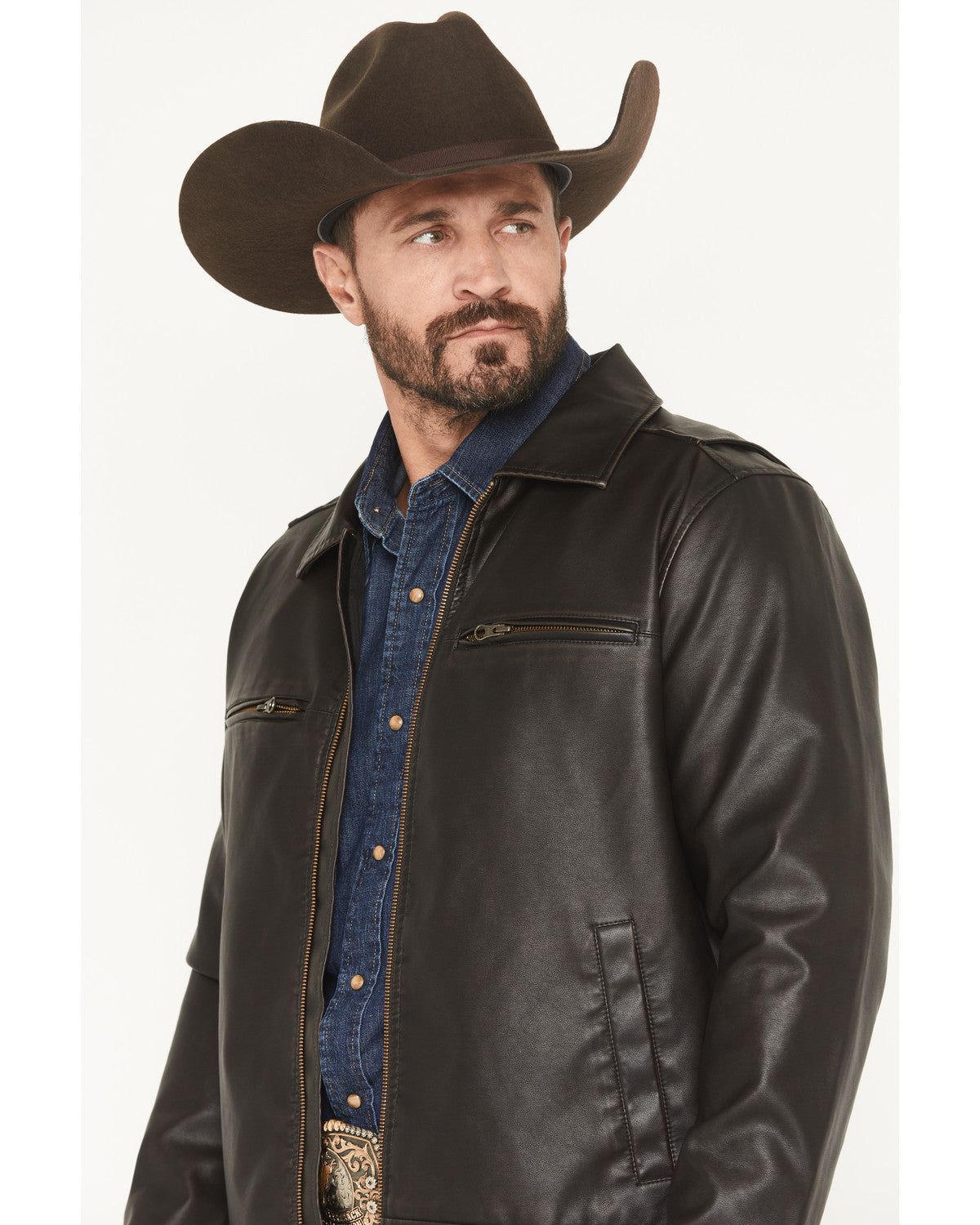 Men's Faux Leather Moto Jacket - Tall