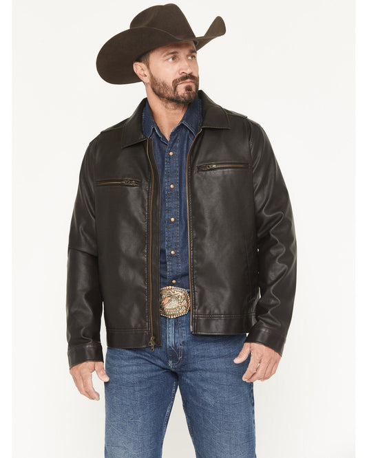 Men's Faux Leather Moto Jacket - Big