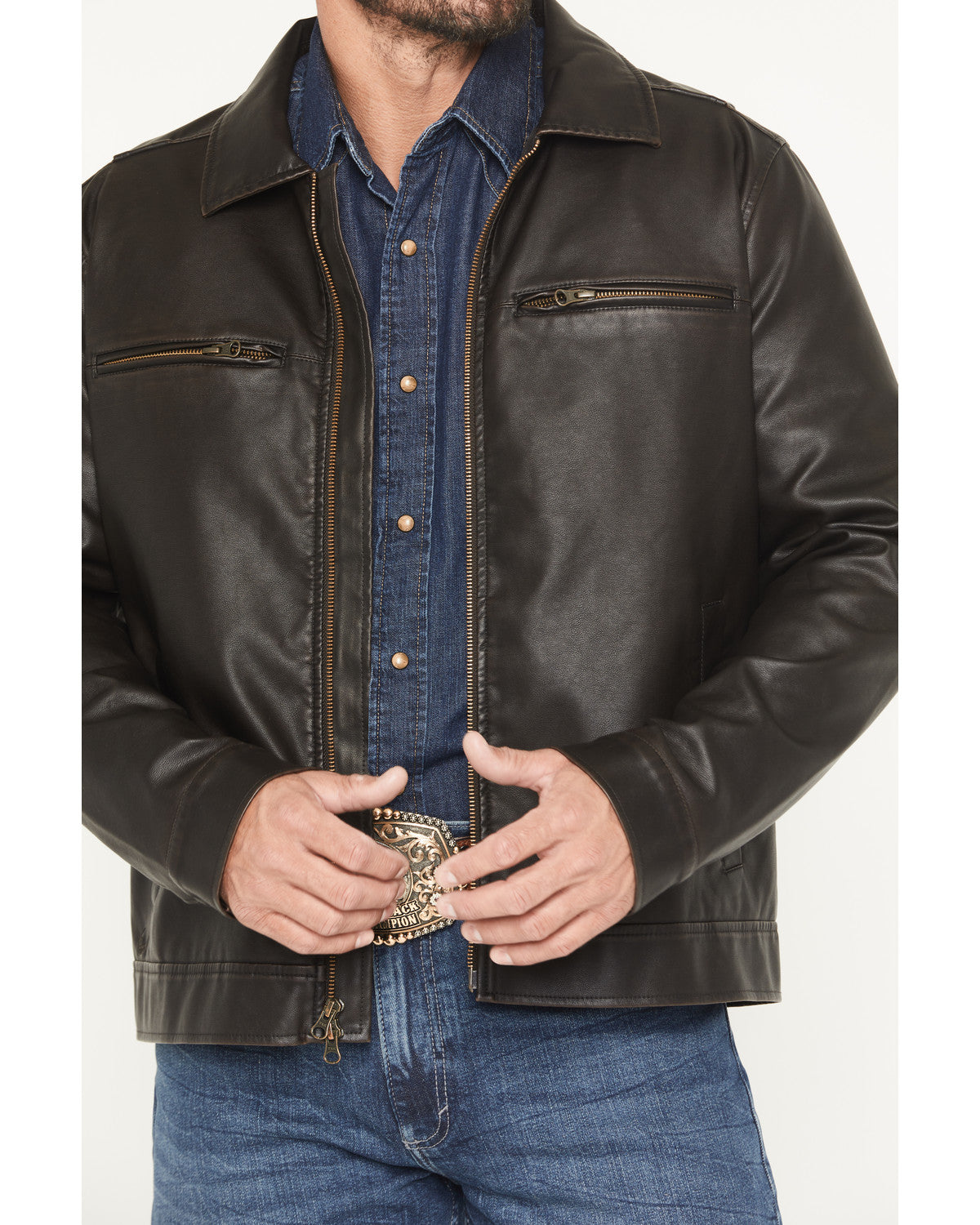 Men's Faux Leather Moto Jacket