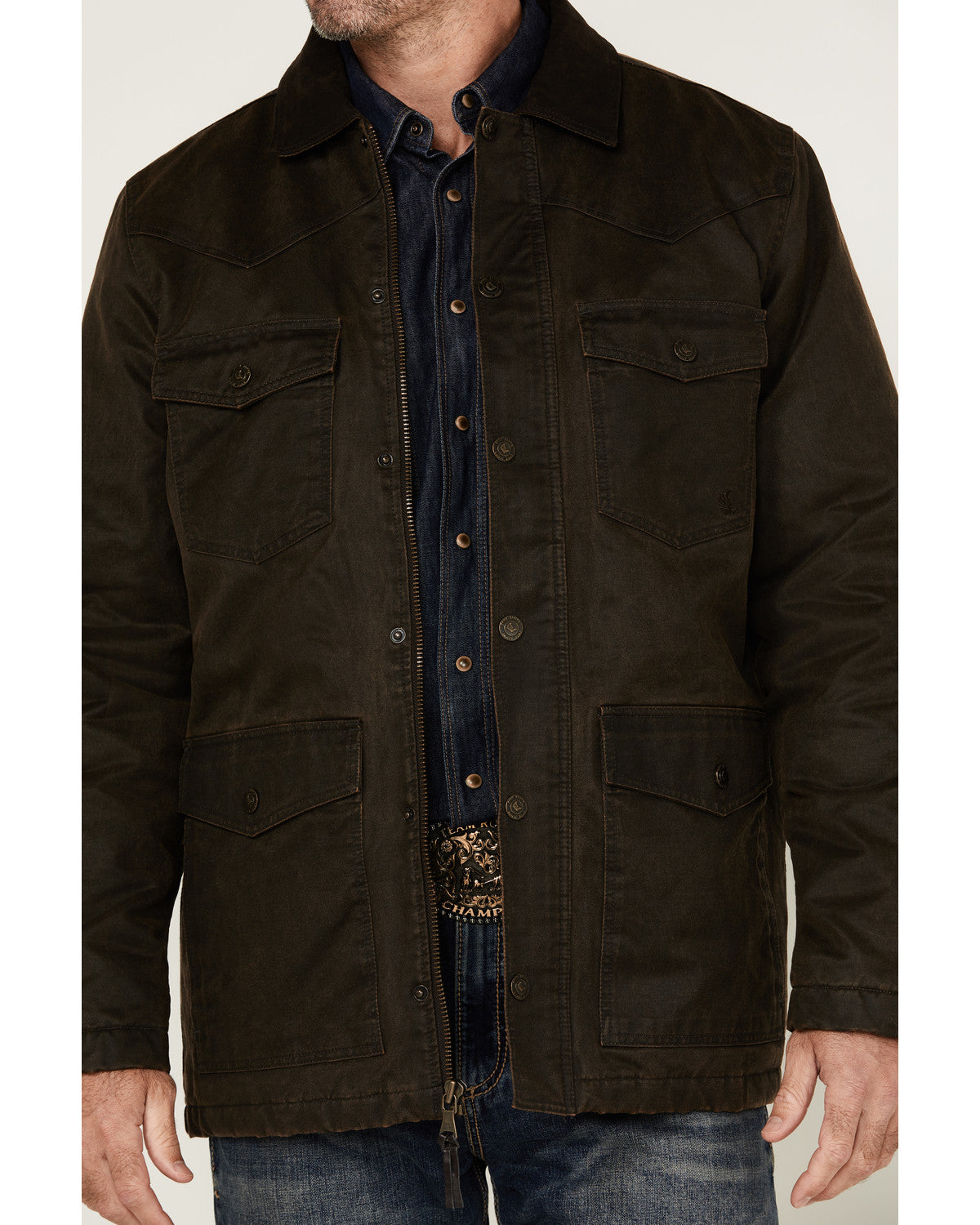Men's Road Dust Washed Oil Skin Long Jacket - Big
