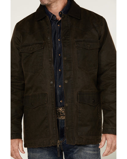 Men's Road Dust Washed Oil Skin Long Jacket - Big
