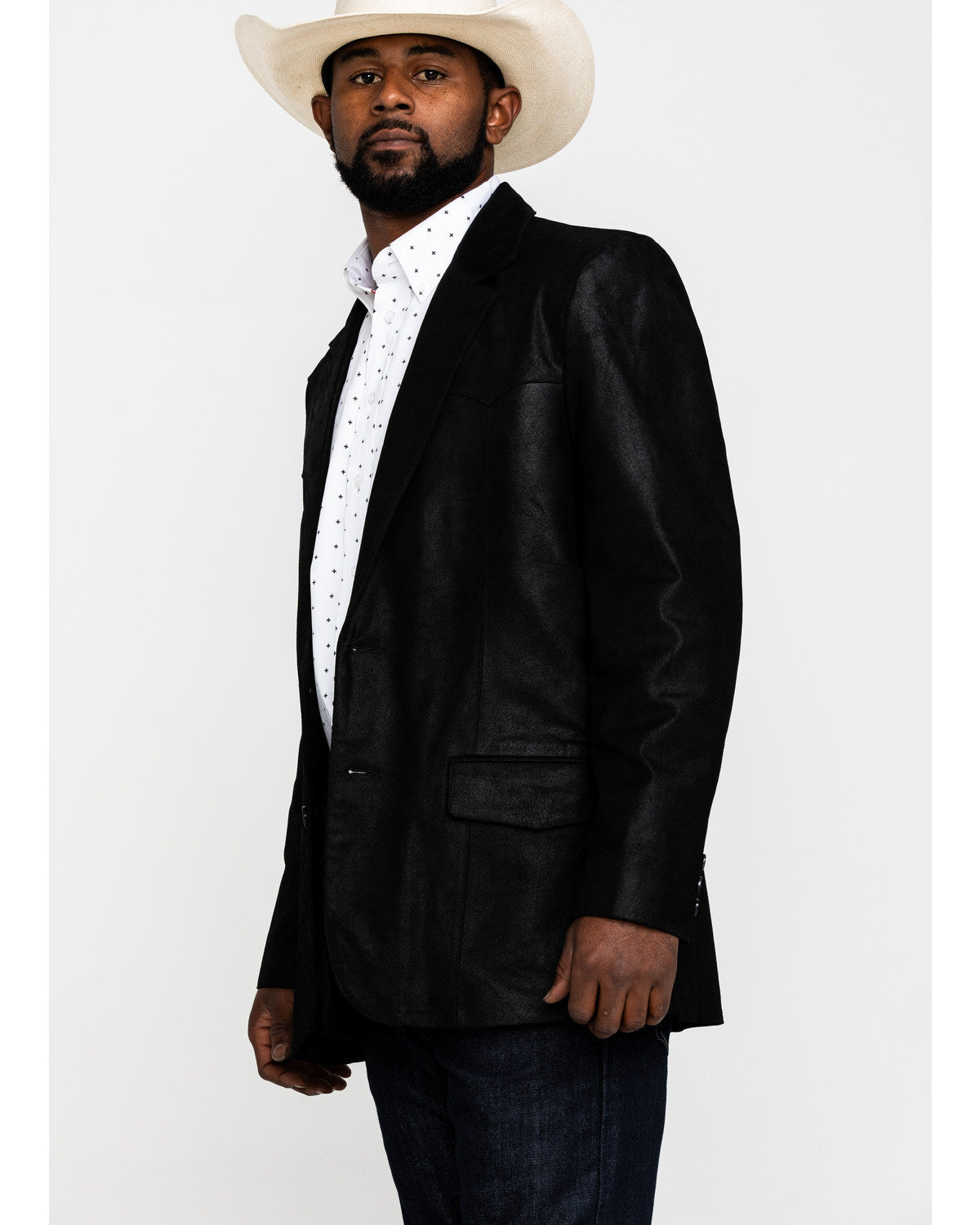 Men's Black Suede Blazer Jacket - Big & Tall