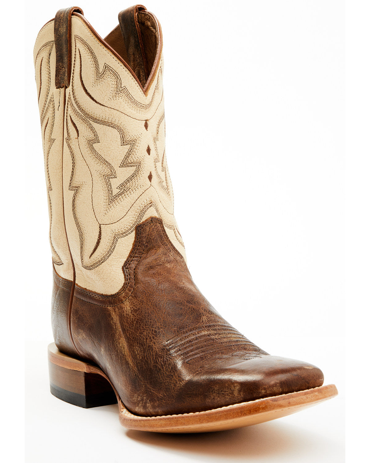 Men's Bone Western Boots - Broad Square Toe
