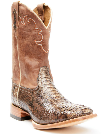 Men's Exotic Python Western Boots - Broad Square Toe