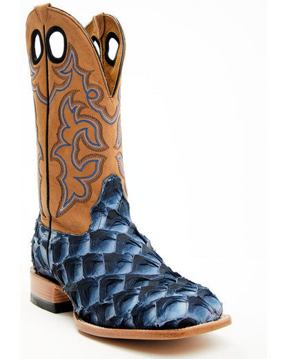 Men's Exotic Pirarucu Western Boots - Broad Square Toe