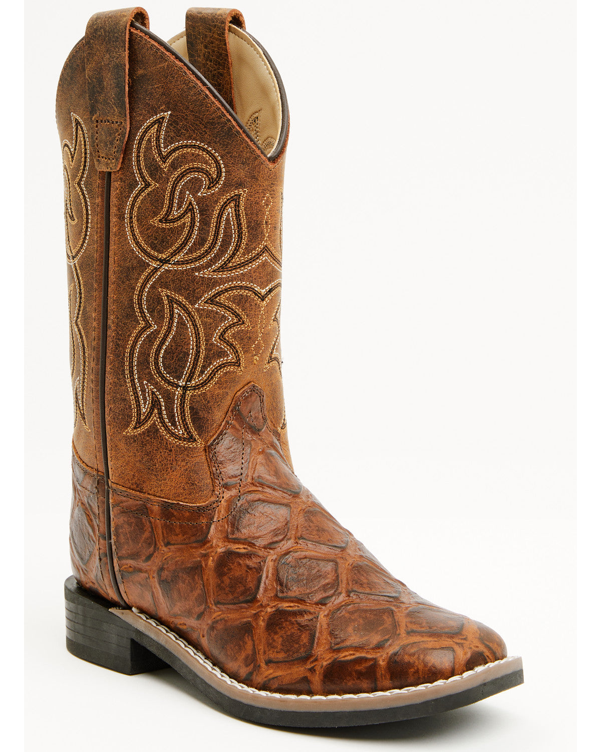 Boys' Duke Pirarucu Print Western Boots - Broad Square Toe