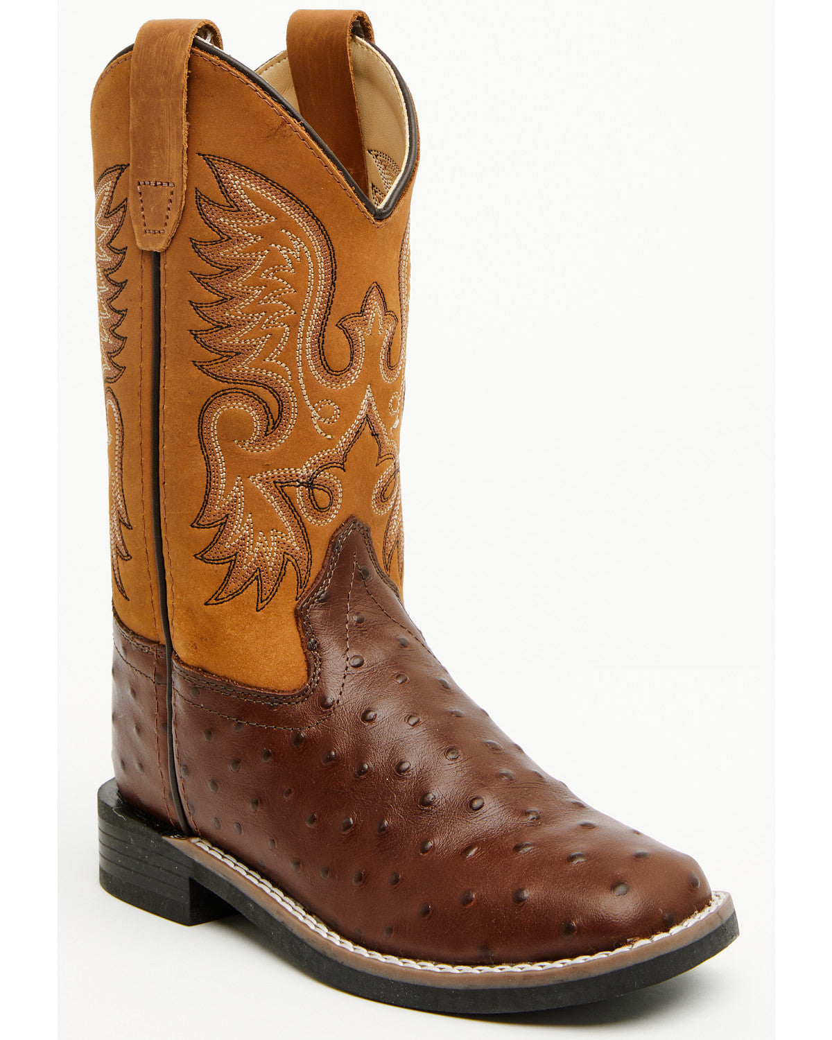 Boys' Dean Ostrich Print Western Boots - Broad Square Toe