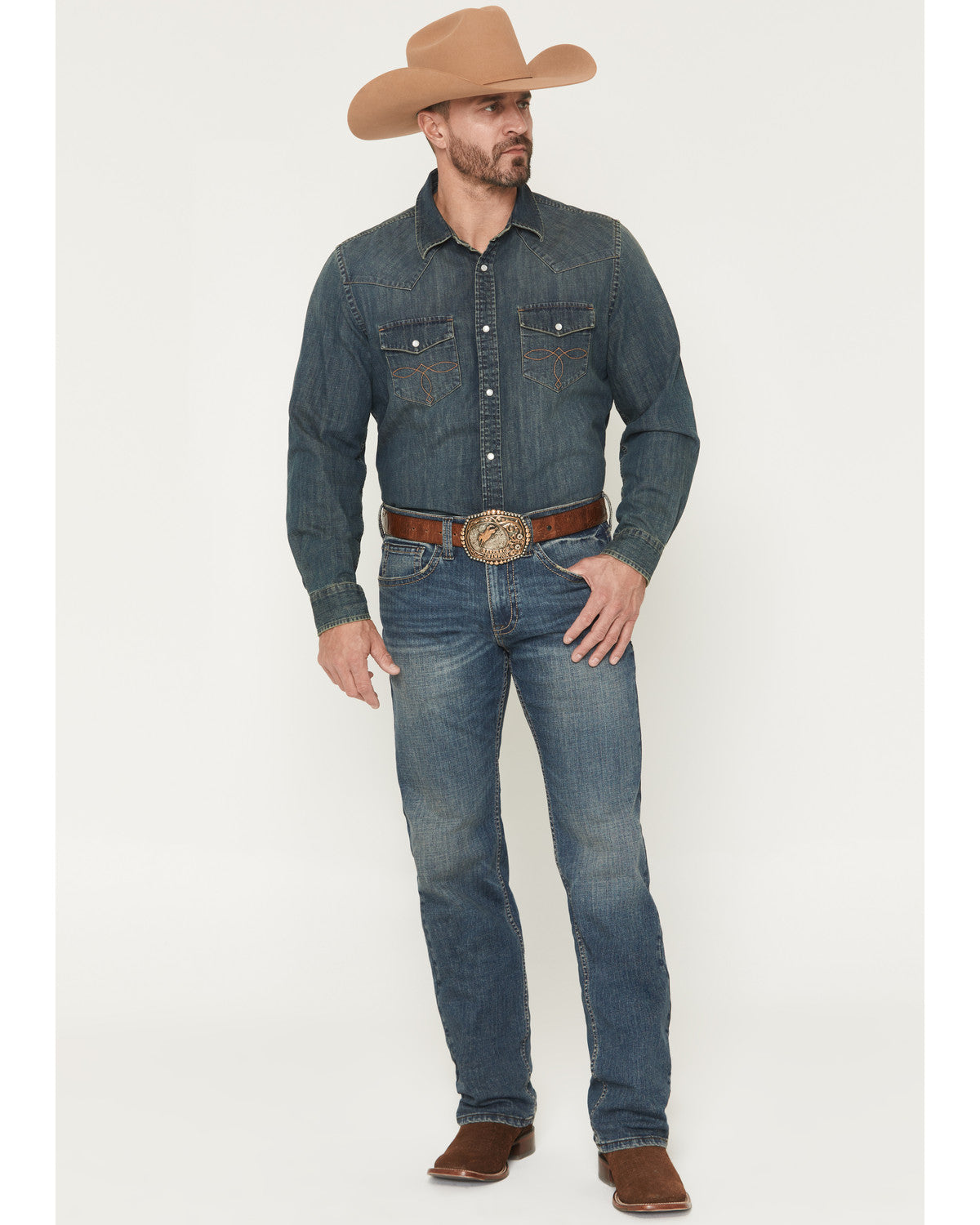 Men's Grullo Wash Wyatt Slim Bootcut Stretch Denim Jeans