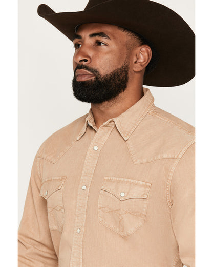 Men's Solid Long Sleeve Snap Denim Western Shirt - Big