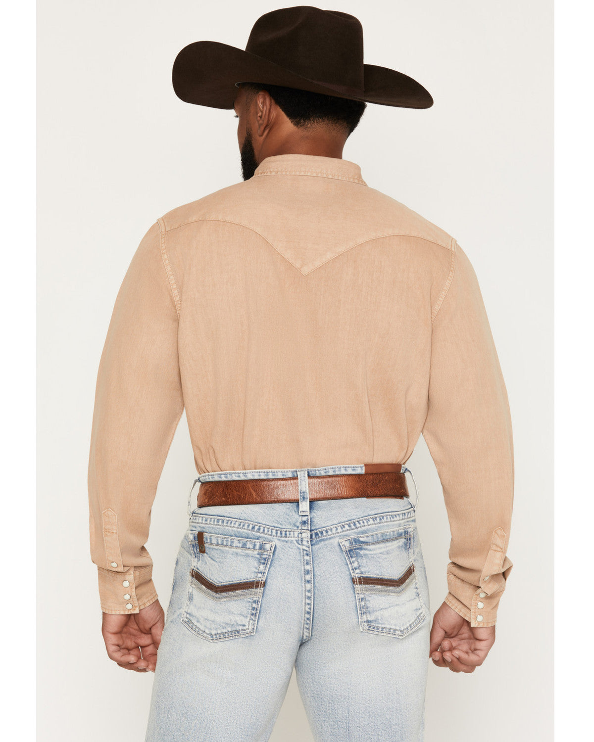 Men's Solid Long Sleeve Snap Denim Western Shirt - Big