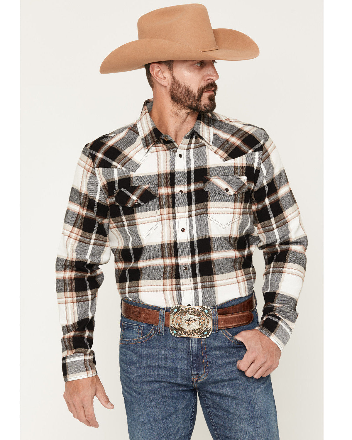 Men's Standard Issue Plaid Print Long Sleeve Snap Flannel S