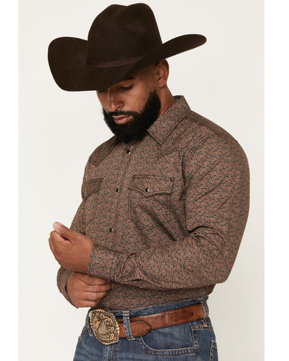 Men's Fireball Geo Print Long Sleeve Snap Western Shirt - T