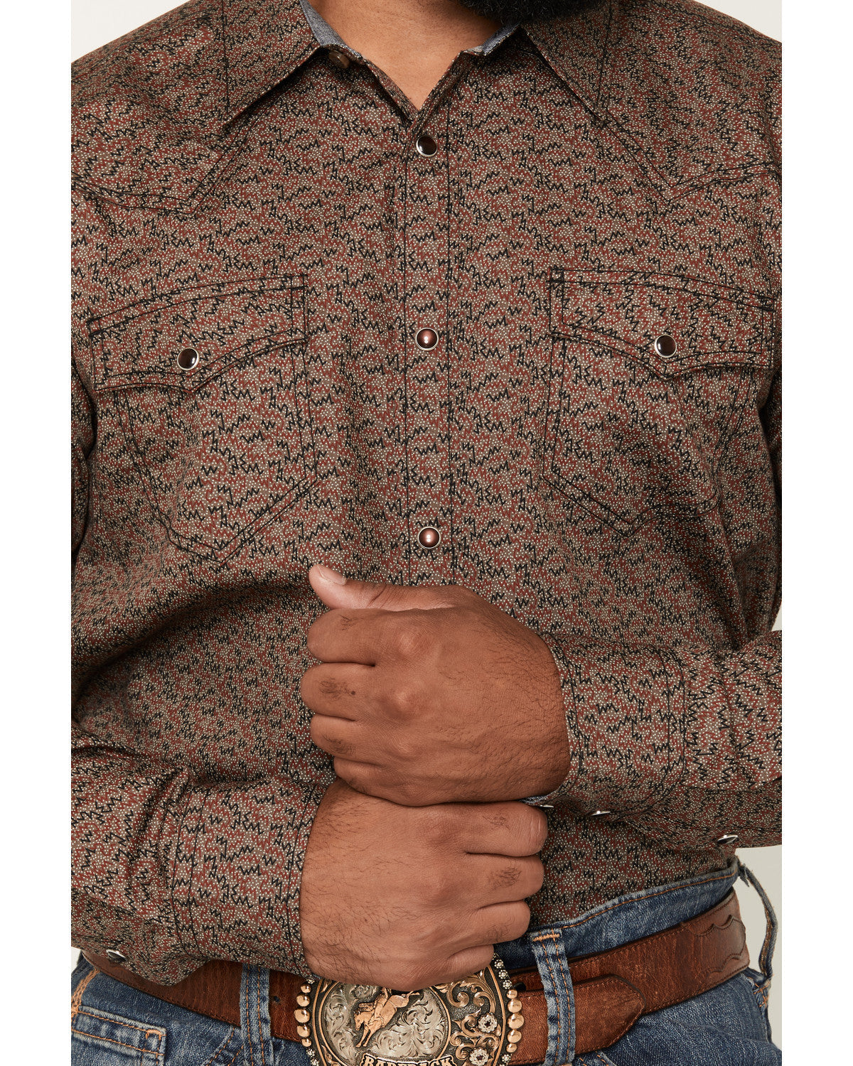 Men's Fireball Geo Print Long Sleeve Snap Western Shirt - T