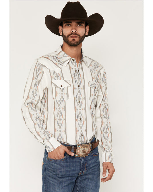 Men's Cowboy Boogie Southwestern Stripe Print Long Sleeve S