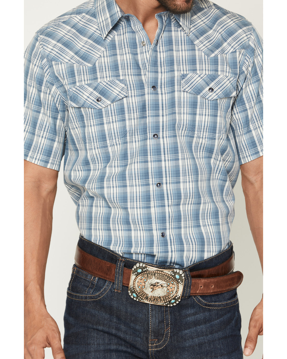 Men's Briggs Plaid Print Short Sleeve Snap Western Shirt -