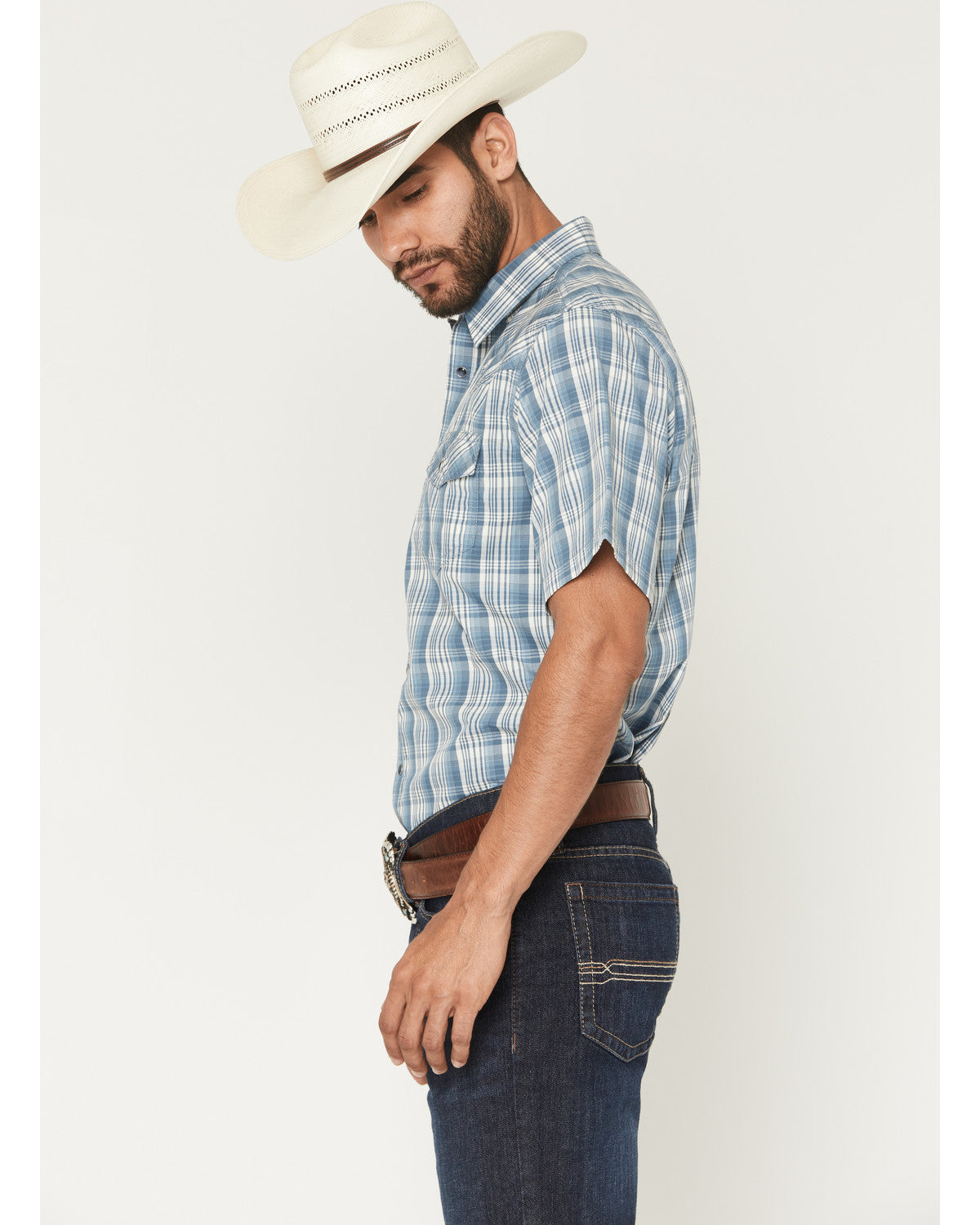 Men's Briggs Plaid Print Short Sleeve Snap Western Shirt -