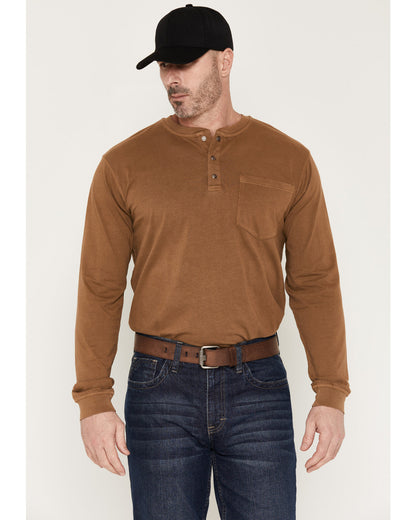Men's FR Roughneck Solid Long Sleeve Snap Henley Work Shirt