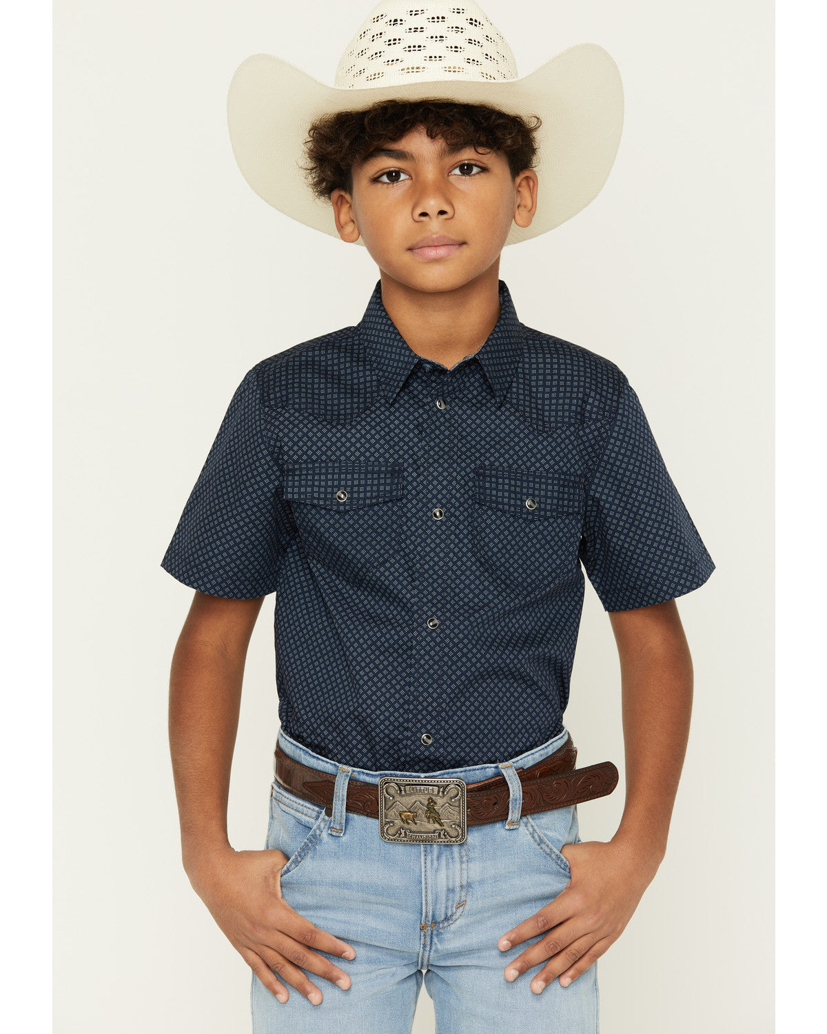 Boys' Tripp Geo Print Short Sleeve Snap Western Shirt