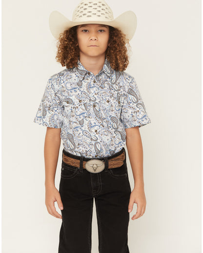 Boys' Ryder Paisley Print Short Sleeve Snap Western Shirt