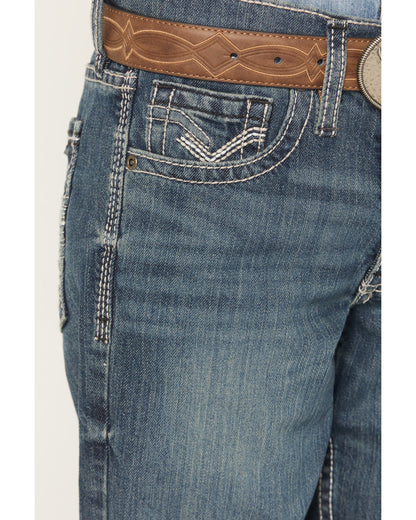 Little Boys' Grullo Medium Wash Relaxed Bootcut Comfort Str