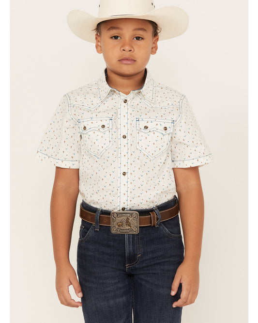 Boys' Bull Cactus Short Sleeve Snap Western Shirt