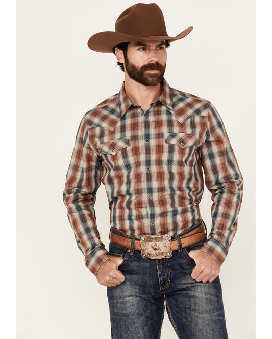 Men's Ricardo Plaid Print Long Sleeve Snap Western Shirt