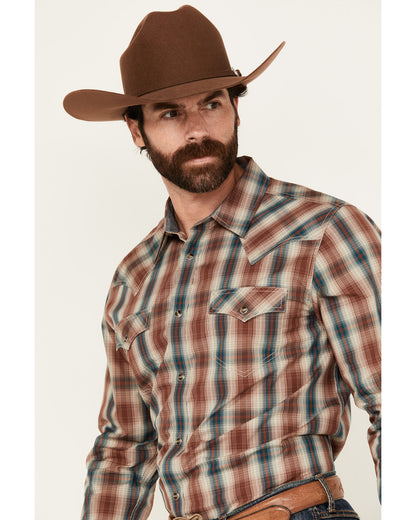 Men's Ricardo Plaid Print Long Sleeve Snap Western Shirt