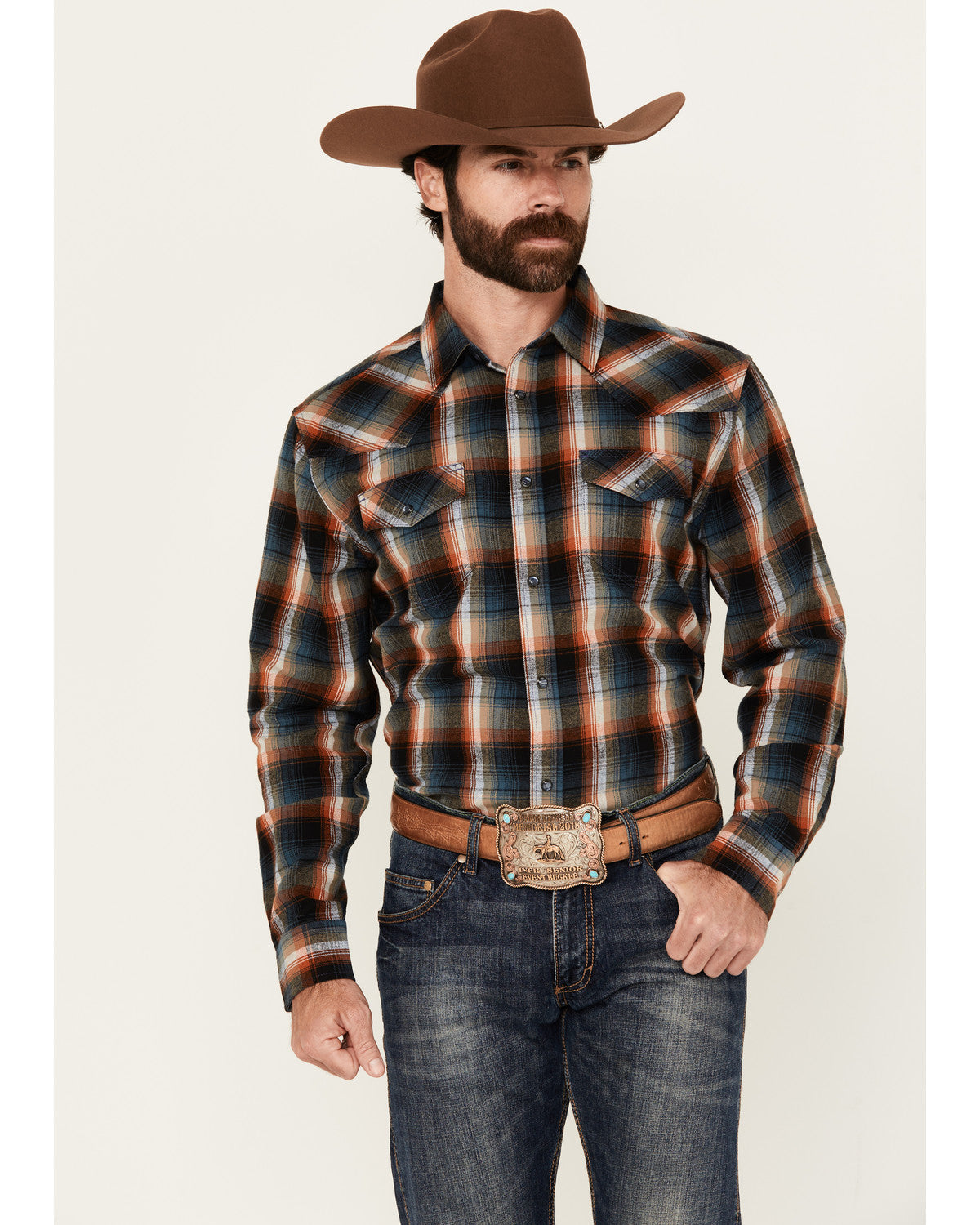 Men's Santa Cruz Plaid Print Long Sleeve Snap Flannel Shirt