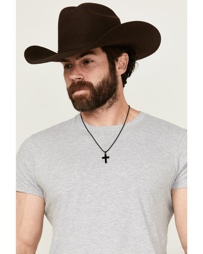 Men's Matte Black Inlay Cross Necklace