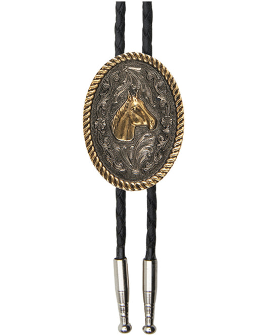 Men's Horse Head Medallion Bolo Tie