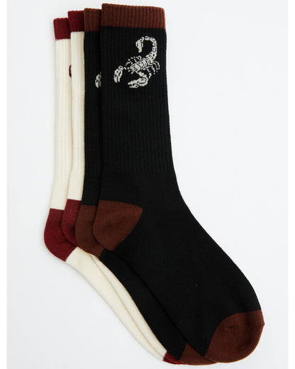Men's Scorpion Skull Crew Socks - 2 Pack