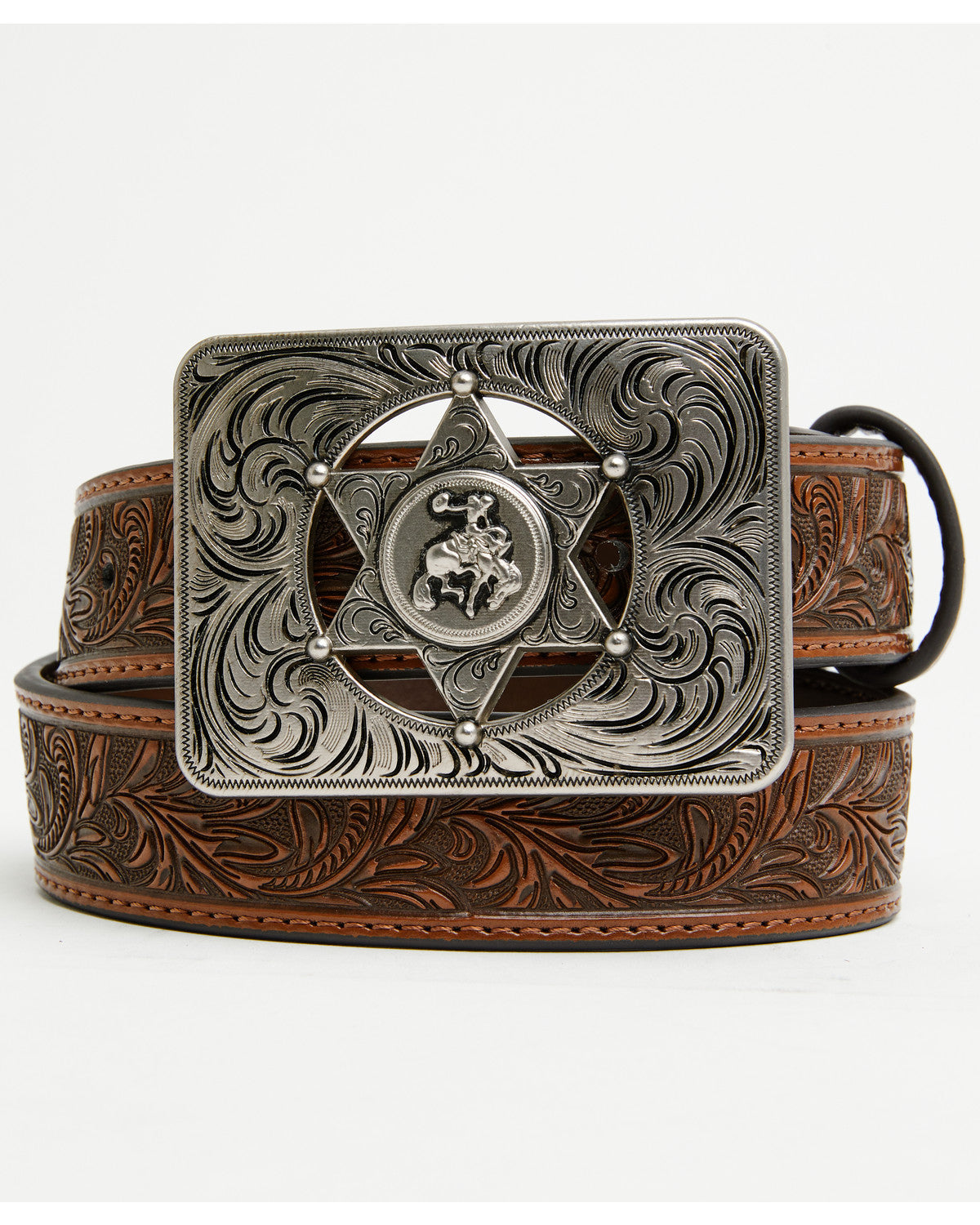 Boys' Sheriff Star Buckle Tooled Belt