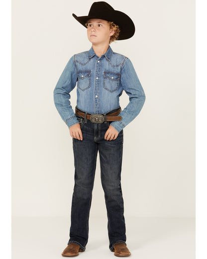 Boys' Dark Wash Moonlight Slim Bootcut Stretch Denim Jeans
