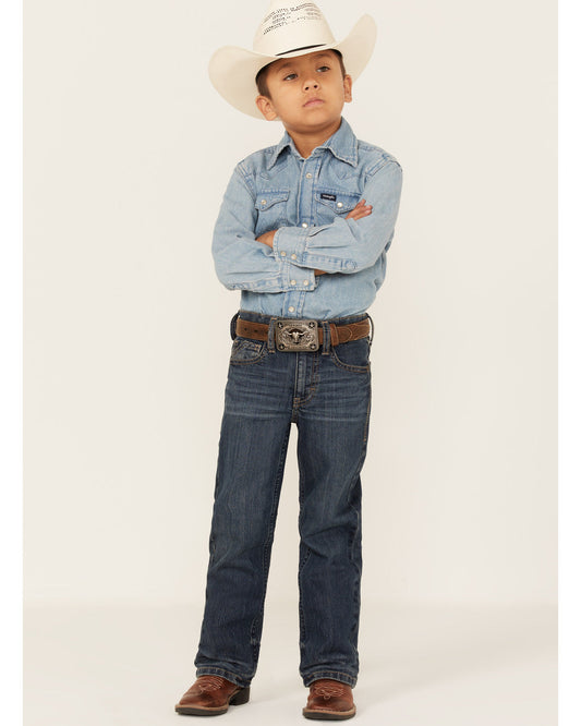 Boys' Saguaro Dark Wash Mid Rise Stretch Slim Bootcut Jeans