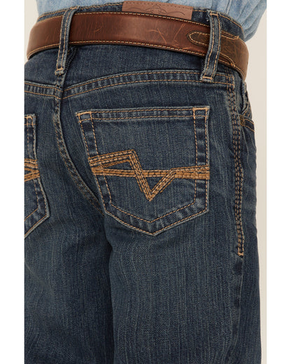 Little Boys' Saguaro Dark Wash Mid Rise Stretch Slim Bootcu