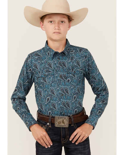 Boys' Lasso Paisley Print Long Sleeve Snap Western Shirt