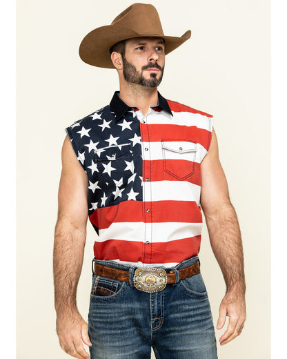 Men's American Flag Bubba Sleeveless Western Shirt