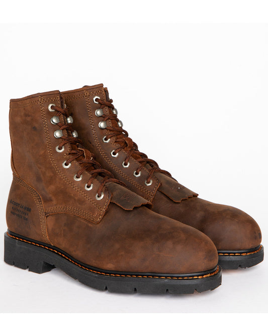 Men's 8" Mustang Lace-Up Kiltie Waterproof Work Boots - Com