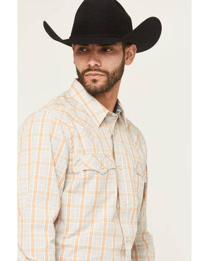 Men's Tanhue Plaid Print Long Sleeve Snap Western Shirt - B