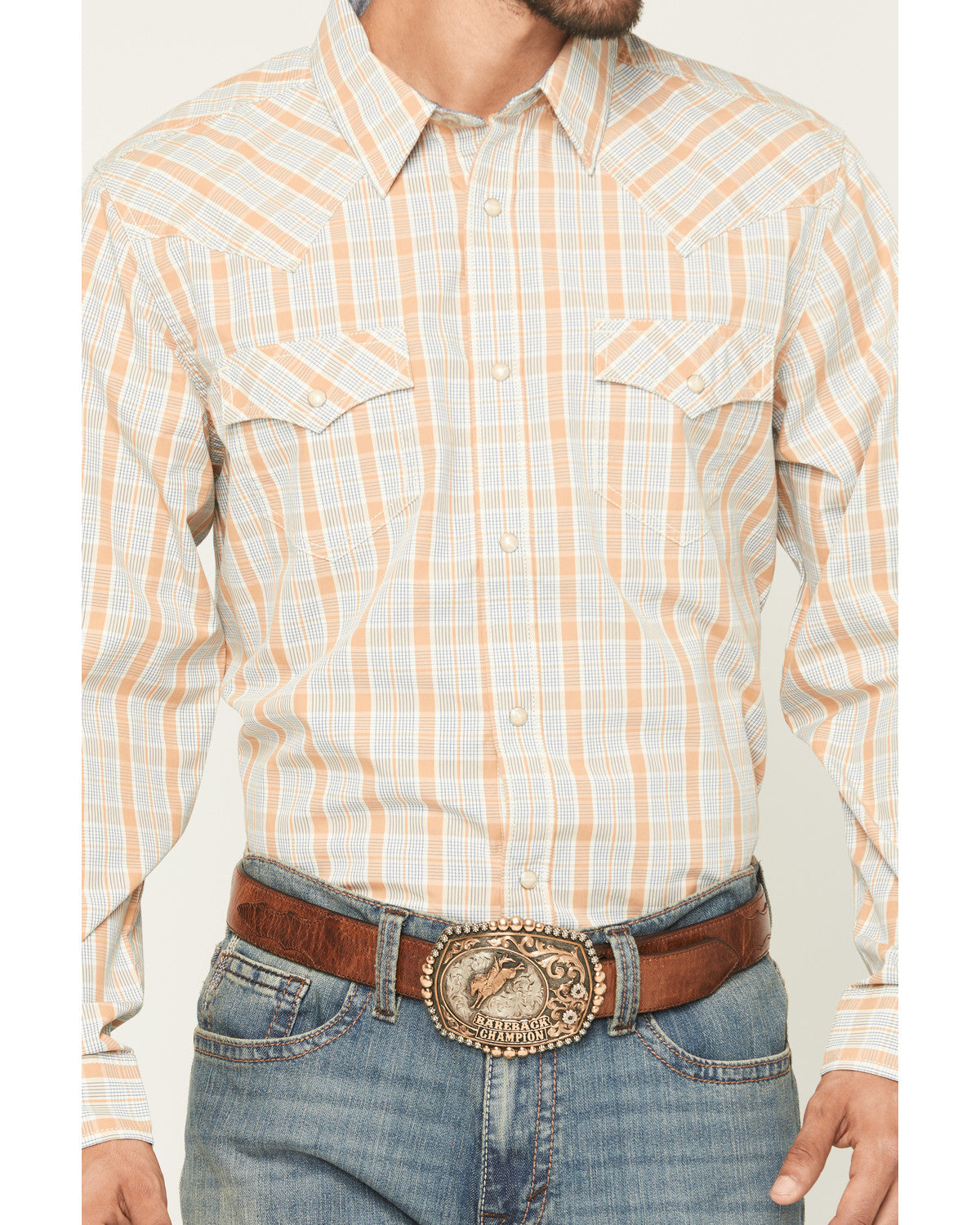 Men's Tanhue Plaid Print Long Sleeve Snap Western Shirt - B