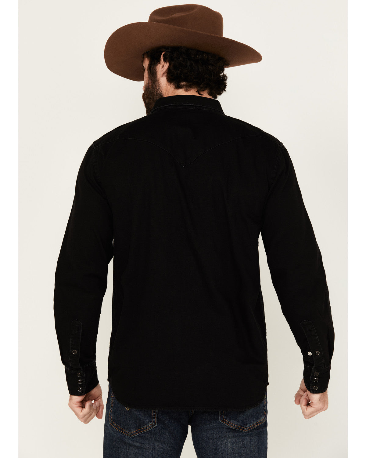Men's Solid Long Sleeve Snap Denim Western Shirt